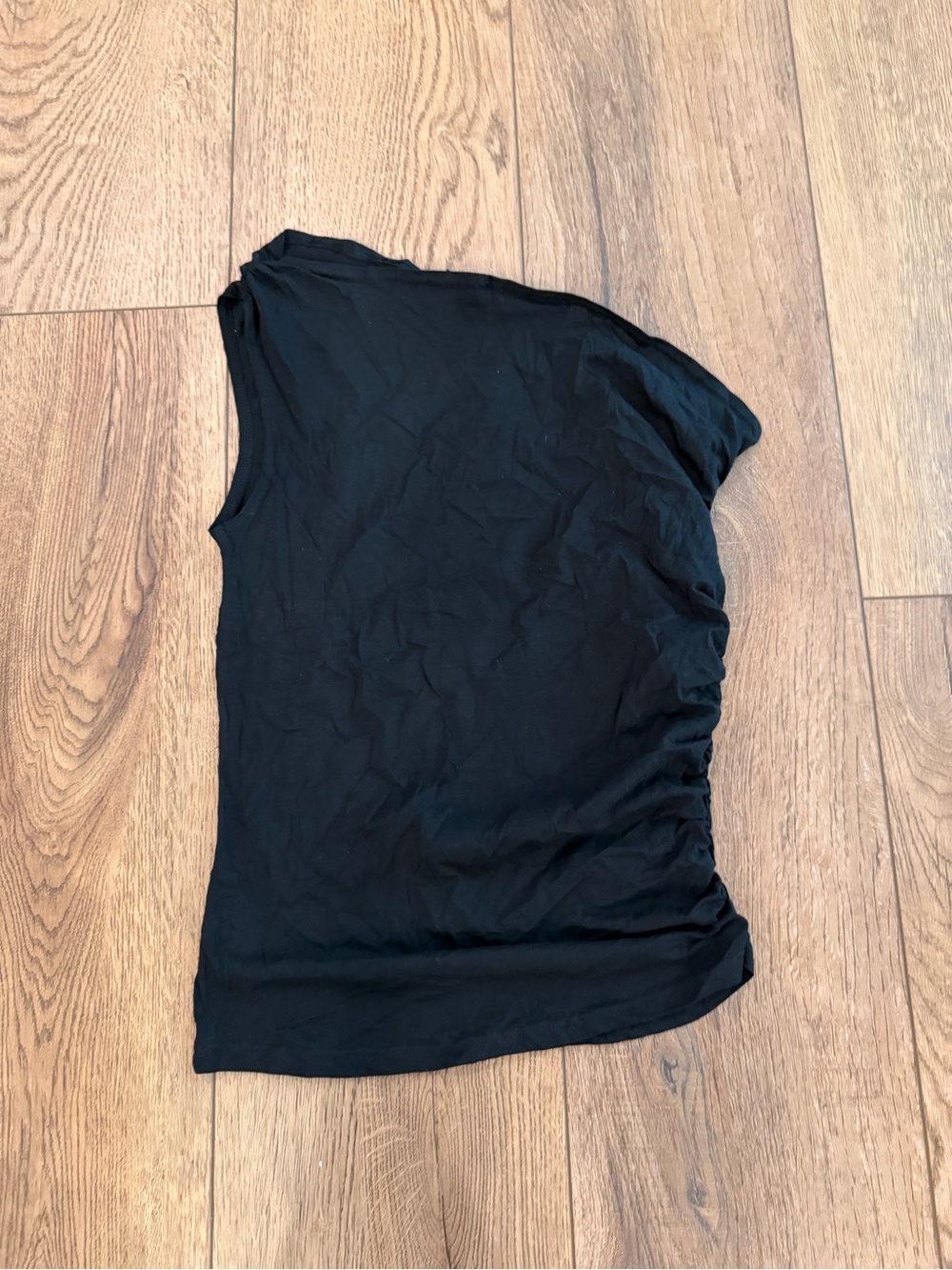 Weekday Black One-Shoulder Ruched Top - Picture 3 of 4